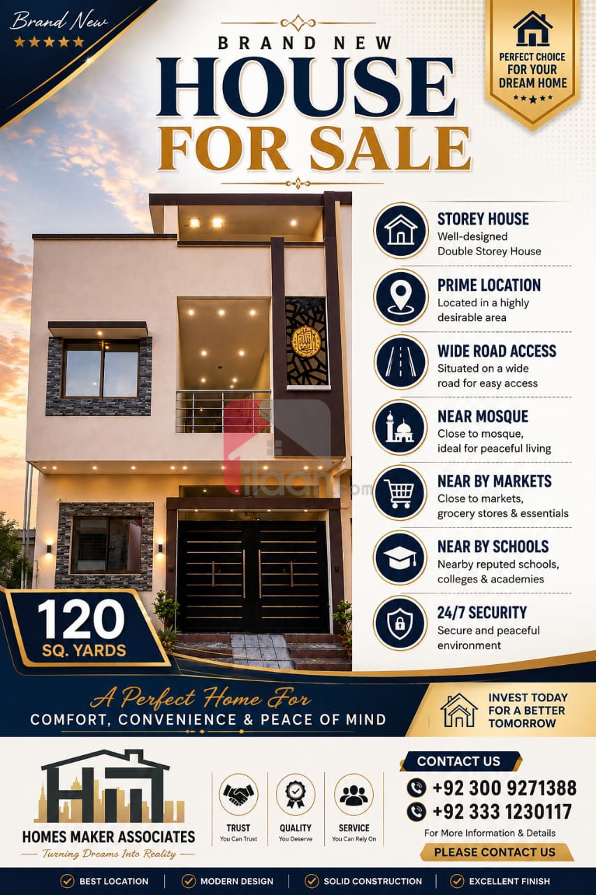 Brand New Double Story House, 120 Square Yards , Hansa Housing Society, Karachi — 4.8 marla in Karachi — PKR 31,500,000