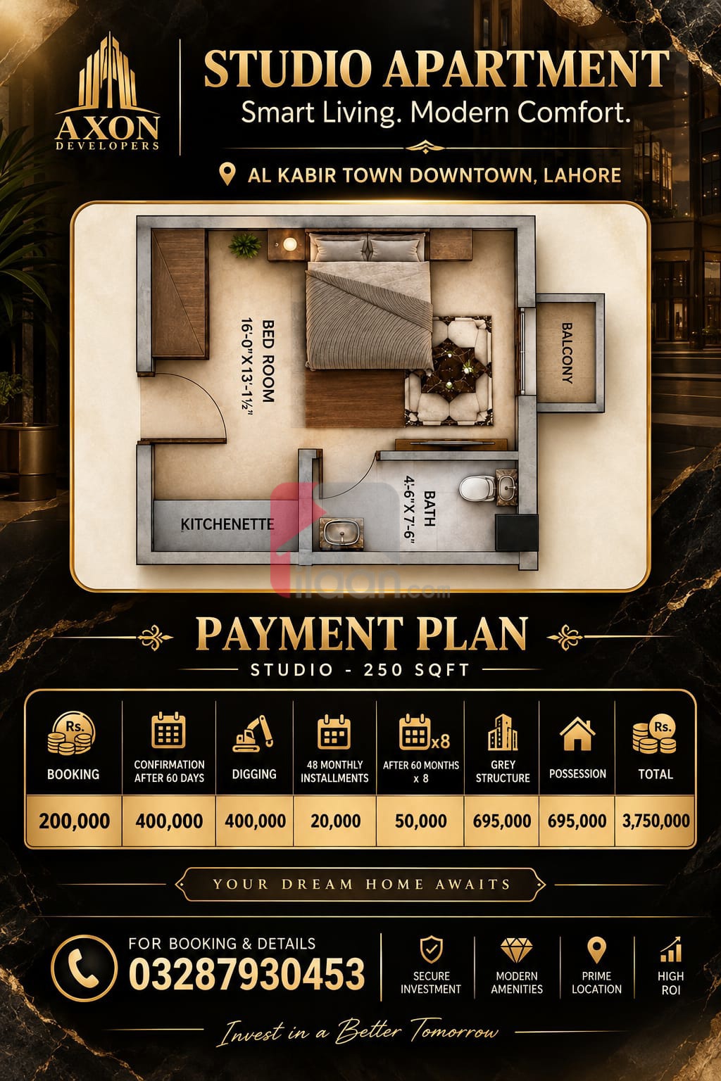 High rise apartments — 1.11 marla in Lahore — PKR 3,750,000